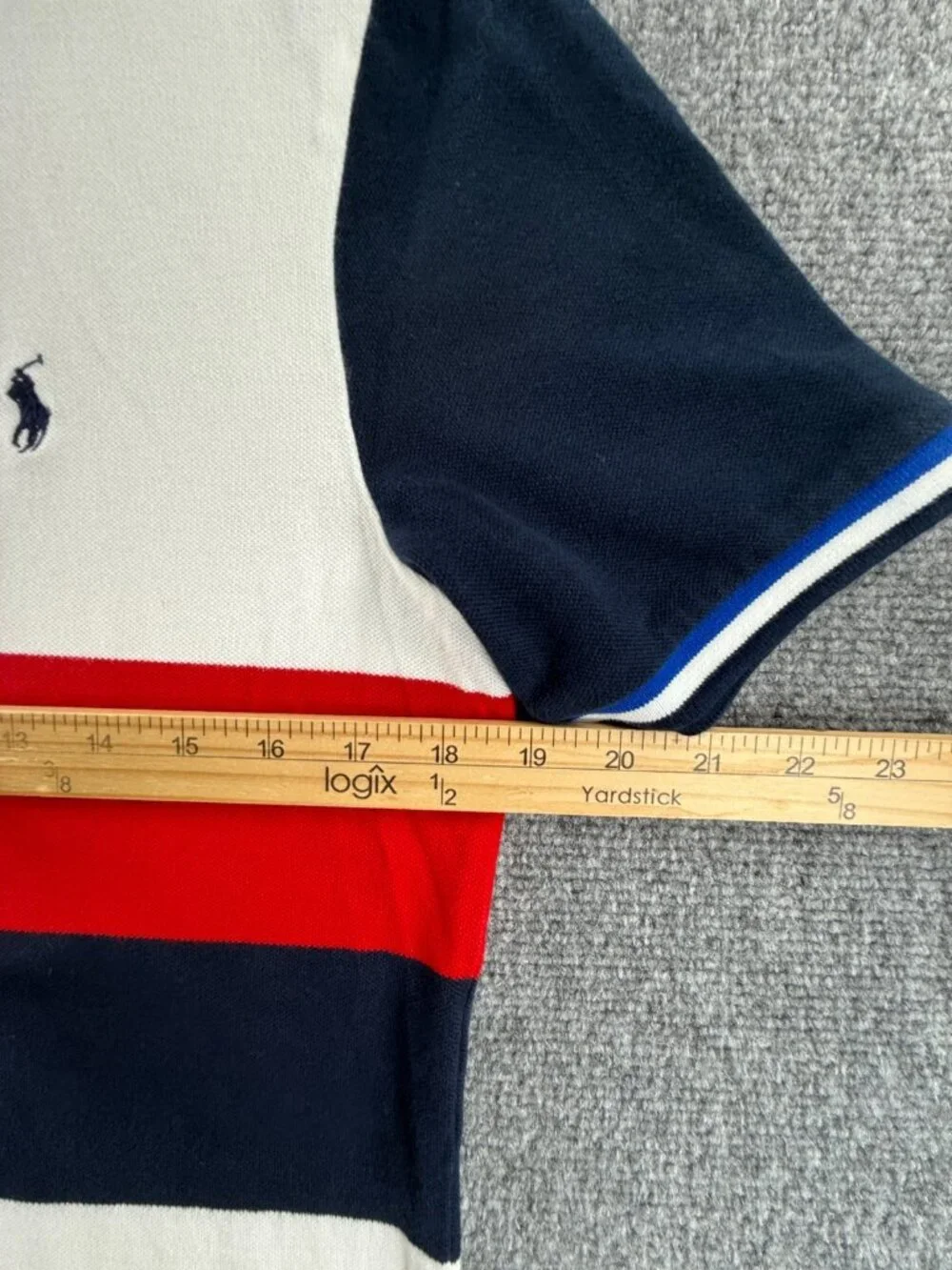 Polo Ralph Lauren Small Hooded Striped Red White Blue Polo Shirt Knit Mesh